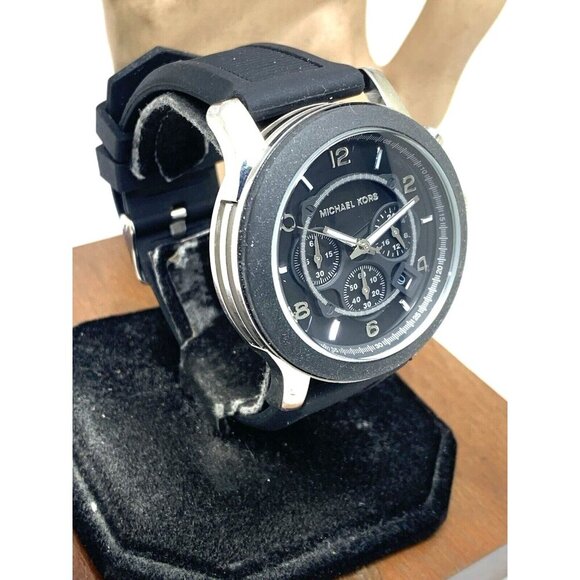 Michael Kors Men's Watch MK8107 Quartz Chronograph Black Dial Rubber Band 45mm - Picture 14 of 14